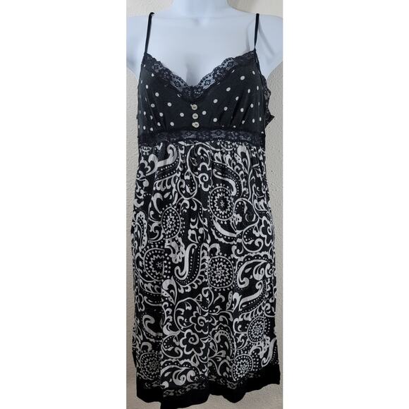 Betsy Johnson Black Floral Polka Lace Sleepwear Small Lightweight Soft Stretchy - Picture 1 of 5